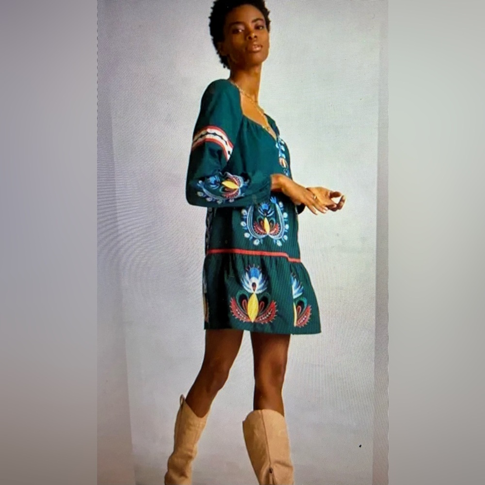 Anthropologie | Letmebe green embroidery dress/tunic